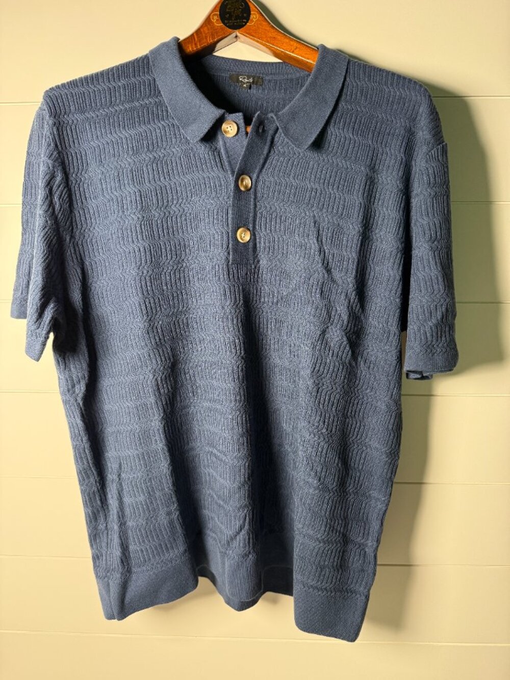 Rails Nathan Peterson Blue Short Sleeve Quarter Button Sweater Sz XL